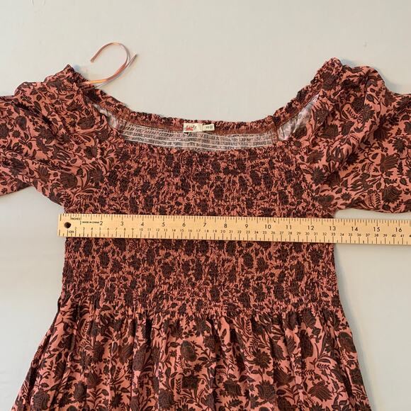 Faherty Susanna Smocked Dress Montserrat Floral Women XS Mauve BrownLongsleeve - Picture 8 of 15